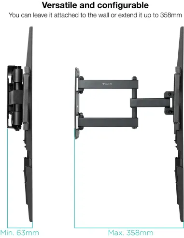 TooQ LP7843TN-B Soporte de Pared Inclinable y Giratorio para Pantallas 32"-55" Máx. 35Kg Negro