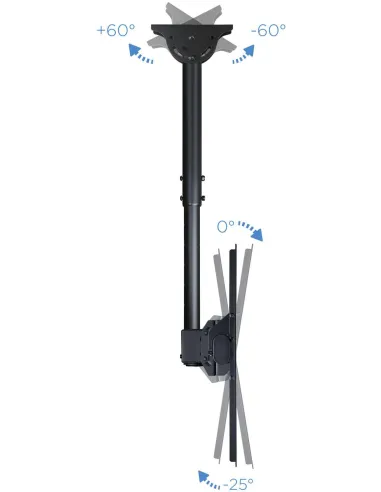 TooQ LPCE1170TSLI-B Soporte de Techo Giratorio para Monitor/TV 37"-70" Máx. 50Kg Negro
