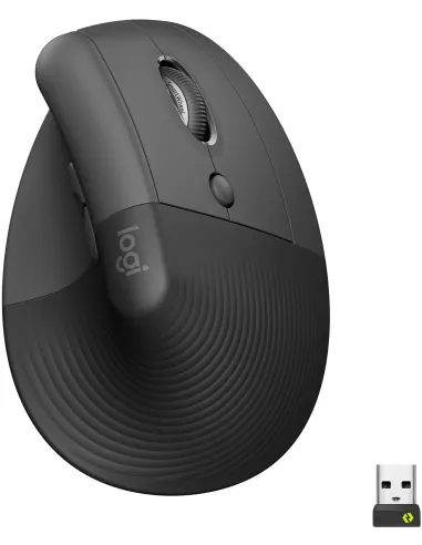 Logitech Lift Ratón Inalámbrico Vertical para Diestros 4000 DPI Gris/Negro