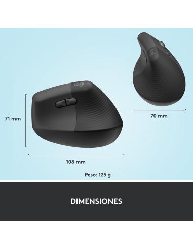 Logitech Lift Ratón Inalámbrico Vertical para Diestros 4000 DPI Gris/Negro