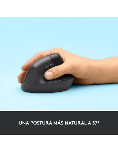 Logitech Lift Ratón Inalámbrico Vertical para Diestros 4000 DPI Gris/Negro