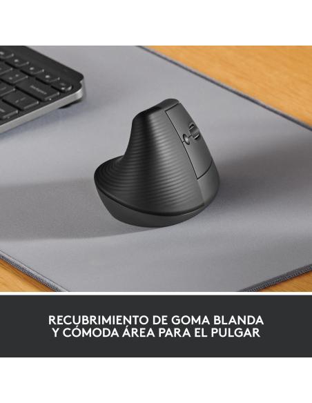 Logitech Lift Ratón Inalámbrico Vertical para Diestros 4000 DPI Gris/Negro