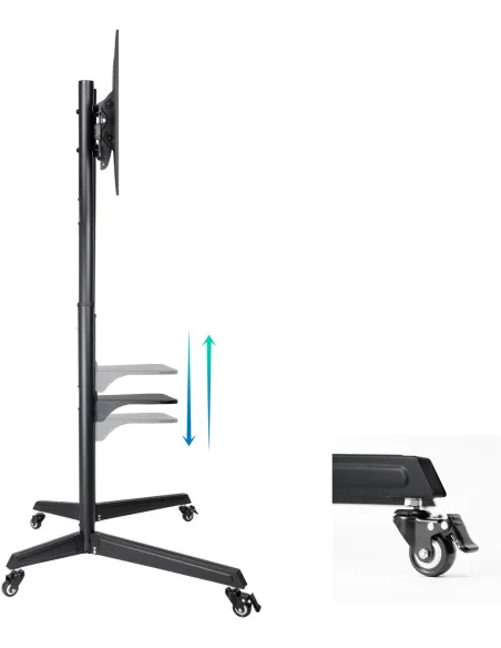 TooQ FS1170M-B Soporte de Suelo con Ruedas para Pantallas 37"-70" Máx. 50Kg Negro