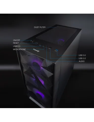 TooQ Seizure M-ATX Cristal Templado USB 3.0 Negra