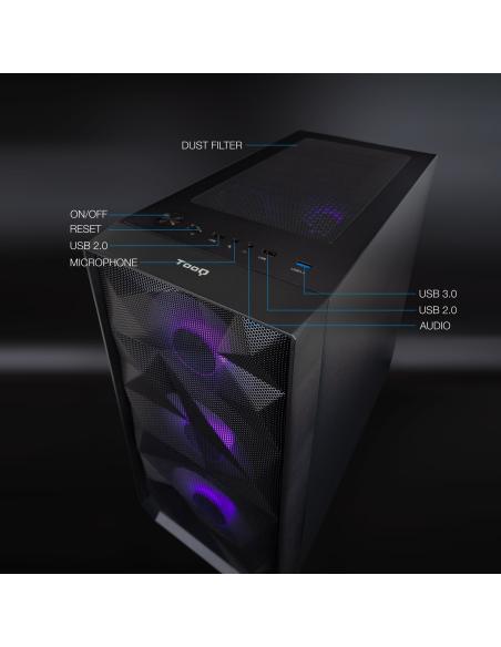 TooQ Seizure M-ATX Cristal Templado USB 3.0 Negra
