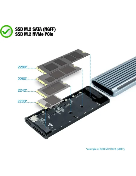 TooQ Shinobi Caja Externa para SSD M.2 NGFF/NVMe USB 3.0 RGB Gris