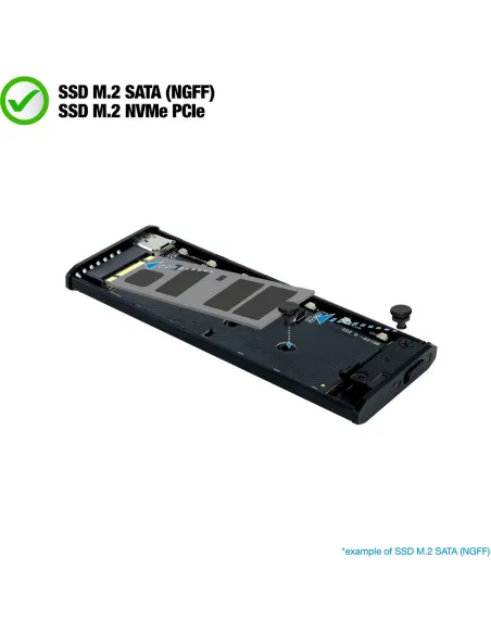 TooQ Shinobi Caja Externa para SSD M.2 NGFF/NVMe USB 3.0 RGB Gris