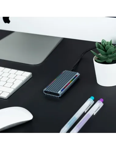 TooQ Shinobi Caja Externa para SSD M.2 NGFF/NVMe USB 3.0 RGB Gris