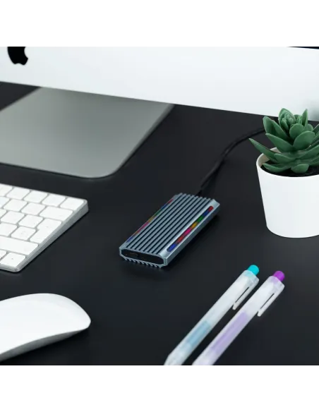 TooQ Shinobi Caja Externa para SSD M.2 NGFF/NVMe USB 3.0 RGB Gris