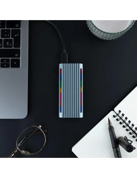 TooQ Shinobi Caja Externa para SSD M.2 NGFF/NVMe USB 3.0 RGB Gris