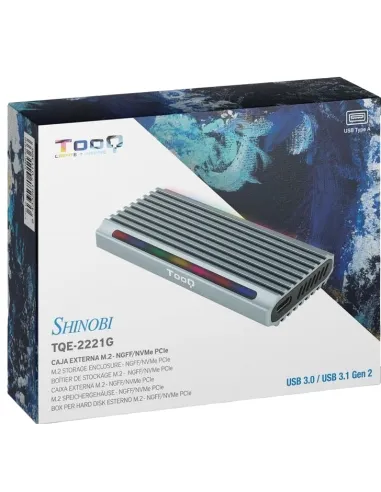 TooQ Shinobi Caja Externa para SSD M.2 NGFF/NVMe USB 3.0 RGB Gris