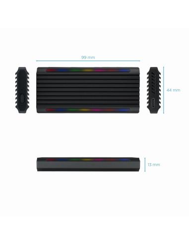 TooQ Shinobi Caja Externa para SSD M.2 NGFF/NVMe USB 3.0 RGB Negra