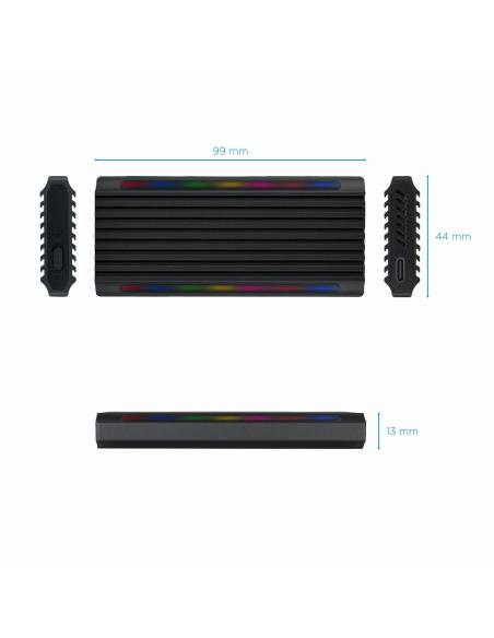TooQ Shinobi Caja Externa para SSD M.2 NGFF/NVMe USB 3.0 RGB Negra