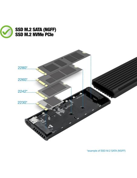 TooQ Shinobi Caja Externa para SSD M.2 NGFF/NVMe USB 3.0 RGB Negra