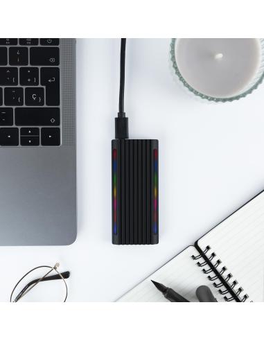 TooQ Shinobi Caja Externa para SSD M.2 NGFF/NVMe USB 3.0 RGB Negra