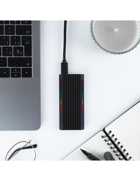 TooQ Shinobi Caja Externa para SSD M.2 NGFF/NVMe USB 3.0 RGB Negra