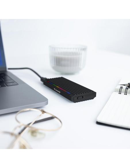 TooQ Shinobi Caja Externa para SSD M.2 NGFF/NVMe USB 3.0 RGB Negra