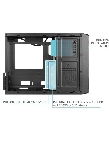 TooQ TQC-3007U3C Caja Slim MicroATX USB 3.2 Negra + Fuente de Alimentación 500W