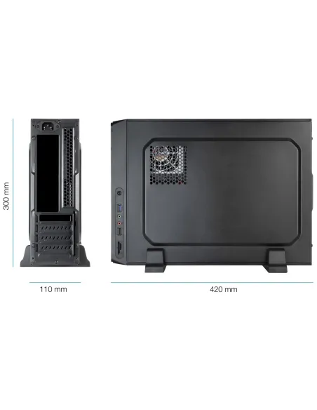 TooQ TQC-3007U3C Caja Slim MicroATX USB 3.2 Negra + Fuente de Alimentación 500W