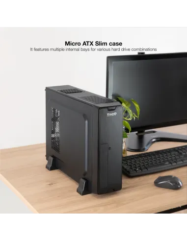 TooQ TQC-3007U3C Caja Slim MicroATX USB 3.2 Negra + Fuente de Alimentación 500W