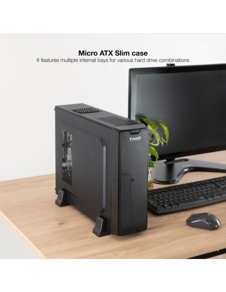 TooQ TQC-3007U3C Caja Slim MicroATX USB 3.2 Negra + Fuente de Alimentación 500W