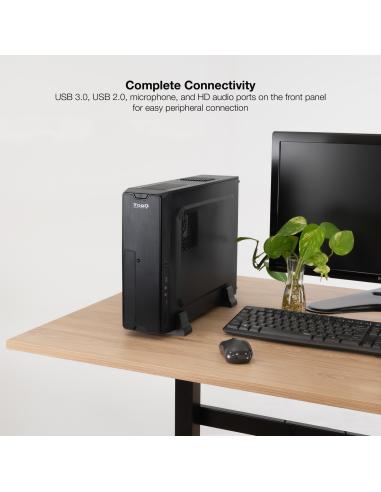 TooQ TQC-3007U3C Caja Slim MicroATX USB 3.2 Negra + Fuente de Alimentación 500W