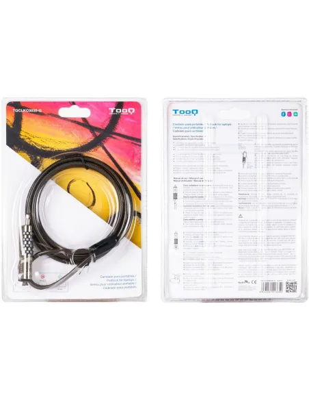 TooQ TQCLKC0035-G Cable de Seguridad con Llave para Portátiles 1.5m Gris