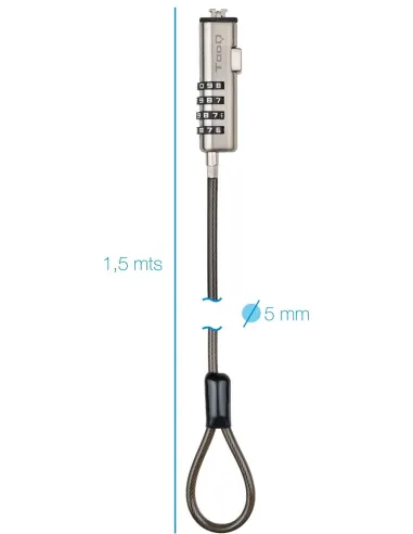 TooQ TQCLKC0035-G Cable de Seguridad con Llave para Portátiles 1.5m Gris