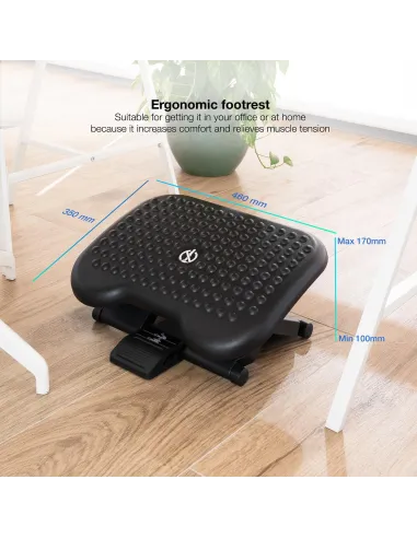 TooQ TQFR0603-B Reposapiés Ajustable/Inclinable Negro