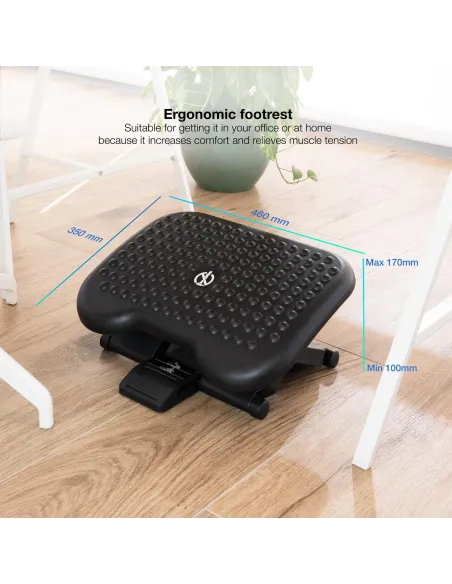 TooQ TQFR0603-B Reposapiés Ajustable/Inclinable Negro