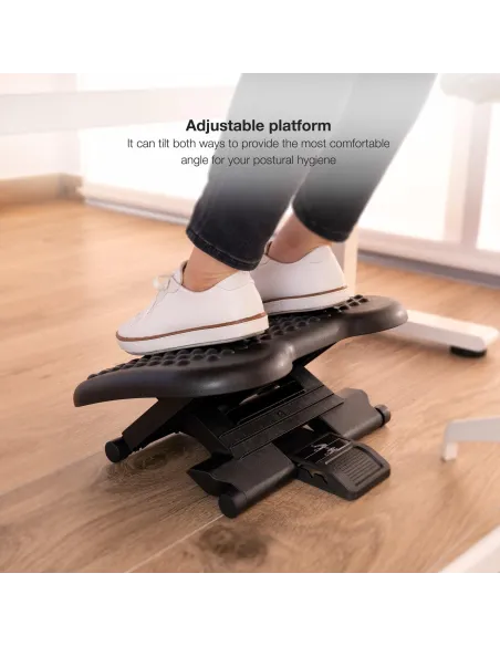 TooQ TQFR0603-B Reposapiés Ajustable/Inclinable Negro