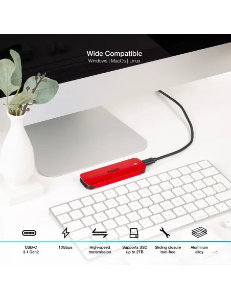 TooQ TQE-2201R Caja Externa para SSD M.2 USB 3.2 Rojo