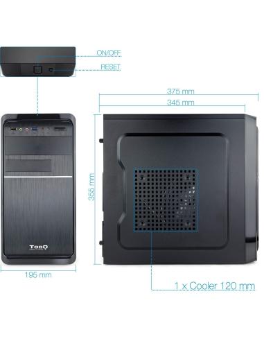 TooQ TQC-4735U3C-B USB 3.2 Negra + Fuente de Alimentación 500W