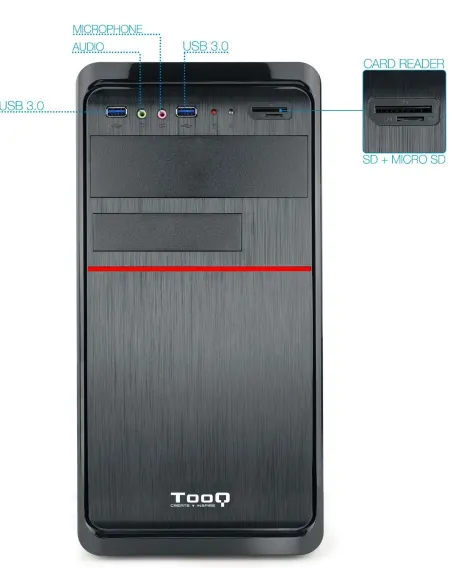 TooQ TQC-4745U3C-B USB 3.2 Negra + Fuente de Alimentación 500W