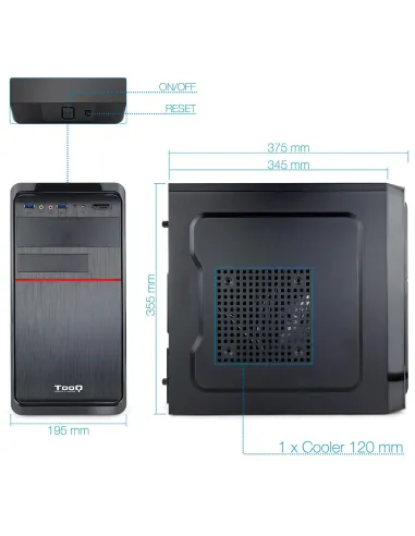 TooQ TQC-4745U3C-B USB 3.2 Negra + Fuente de Alimentación 500W