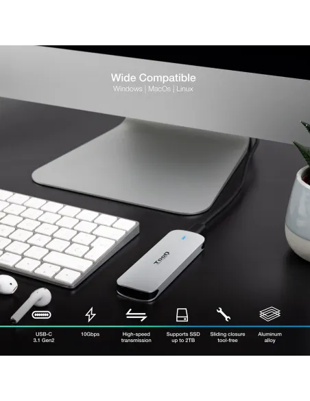 TooQ TQE-2202S Caja Externa para SSD M.2 USB 3.2 Plata