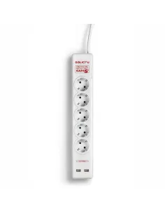 Salicru SPS SAFE 5+ Regleta con 5 Tomas Schuko y 2 USB con Interruptor-SAI41151