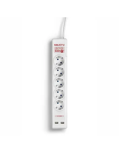 Salicru SPS SAFE 5+ Regleta con 5 Tomas Schuko y 2 USB con Interruptor