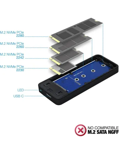 TooQ TQE-2280B Caja Externa para SSD M.2 USB 3.1 Negra