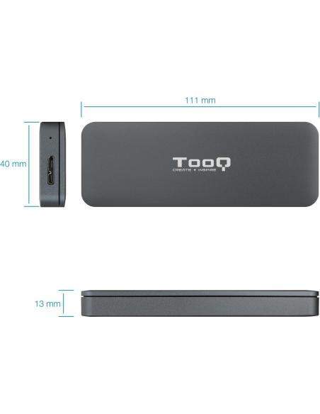 TooQ TQE-2281G Caja Externa para SSD M.2 USB-C 3.1 Gris