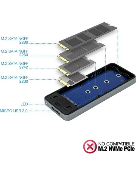 TooQ TQE-2281G Caja Externa para SSD M.2 USB-C 3.1 Gris