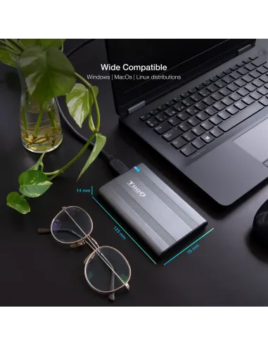 TooQ TQE-2503G Caja Externa para Discos HDD/SSD 2.5" SATA3 USB 3.0 Gris