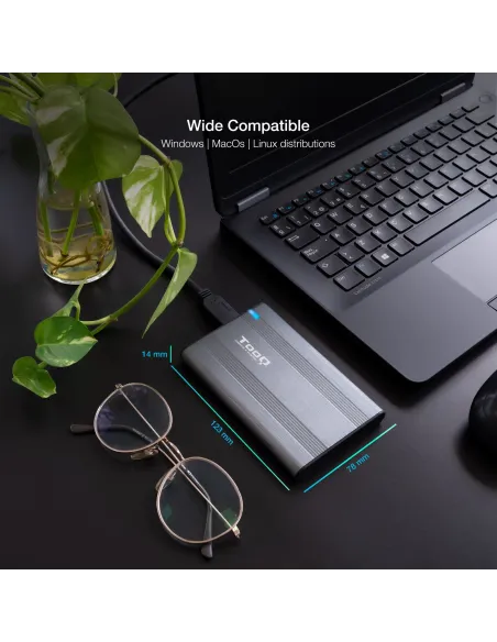 TooQ TQE-2503G Caja Externa para Discos HDD/SSD 2.5" SATA3 USB 3.0 Gris