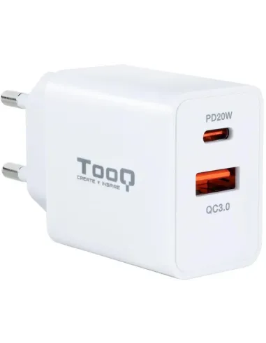 TooQ TQWC-2SC04WT Cargador de Pared USB-A + USB-C 20W Blanco