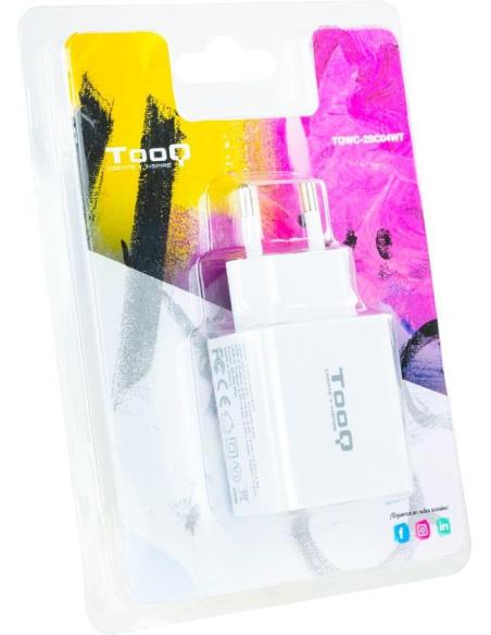 TooQ TQWC-2SC04WT Cargador de Pared USB-A + USB-C 20W Blanco