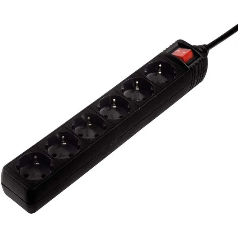 REGLETA HAMA 6TOMAS NEGRA C/INTERRUPTOR