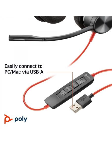 Poly Blackwire 3320 Auriculares con Micrófono USB-A Negros