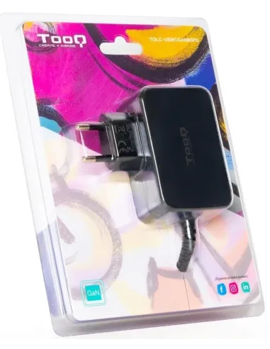 TooQ TQLC-USBCGAN65PD Cargador de Portátil USB-C 65W 1,8M Negro