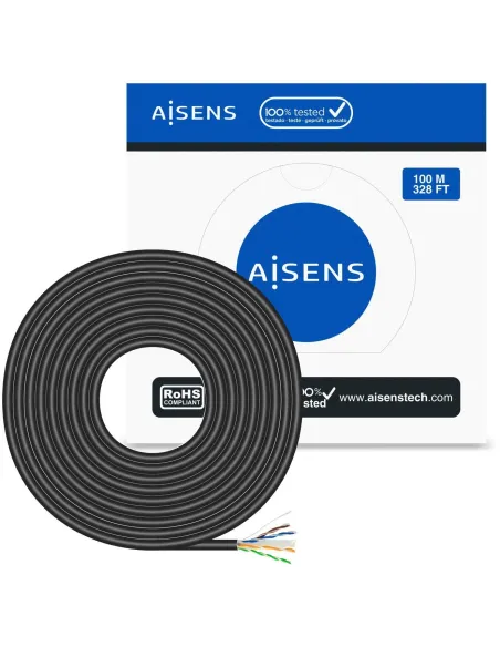 Aisens A135-0675 Bobina de Cable RJ45 UTP AWG23 Cat.6 100m Negro