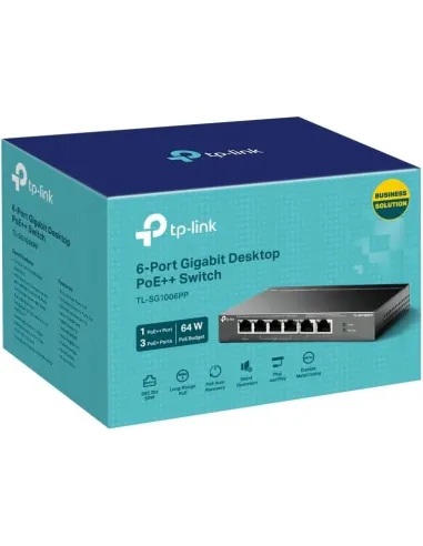 TP-Link TL-SF1006P Switch Gigabit de sobremesa de 6 puertos con PoE+ de 3 puertos y PoE++ de 1 puerto